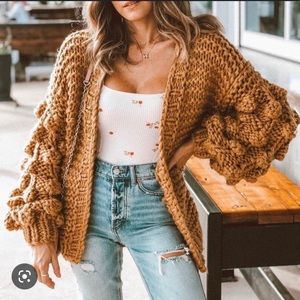 Oversized Pom Pom Cardigan
